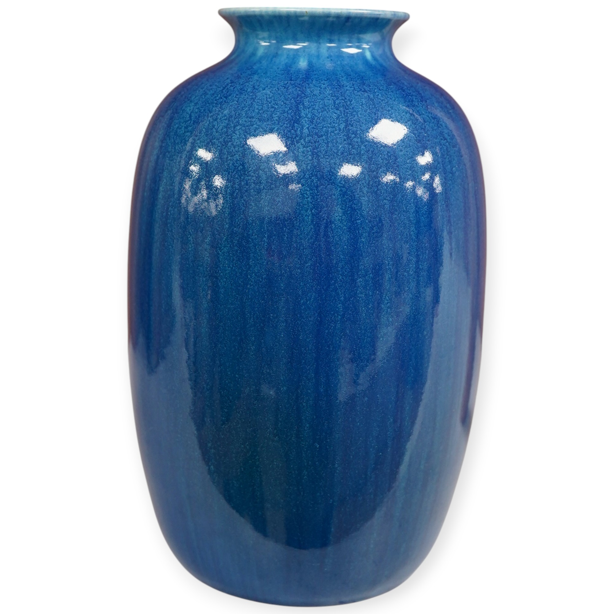 An early 20th century Pilkington Lancasterian blue ground vase, 19.5cm high